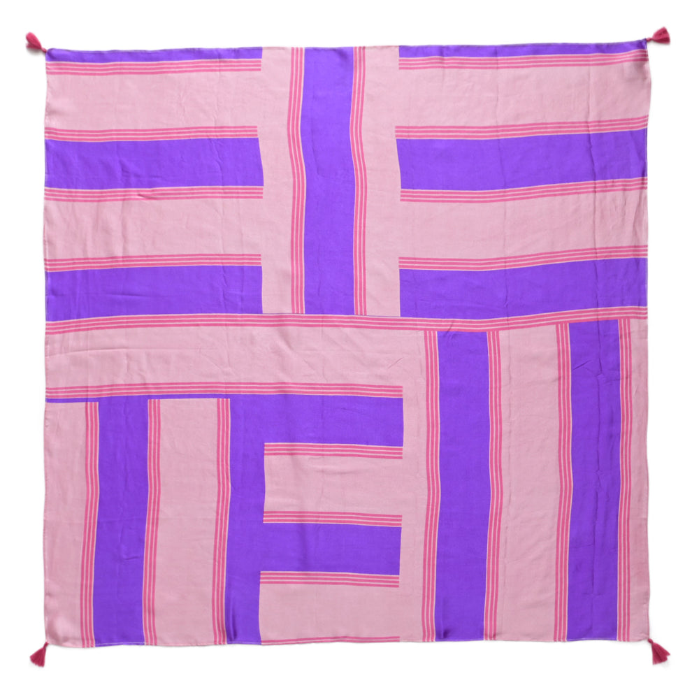 Bandana Seide Hellrosa gestreift mit lila und pink