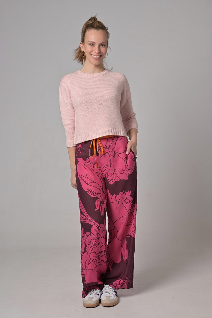 Hose Gracie-cs mit Dahlia-Print in So Fuchsia