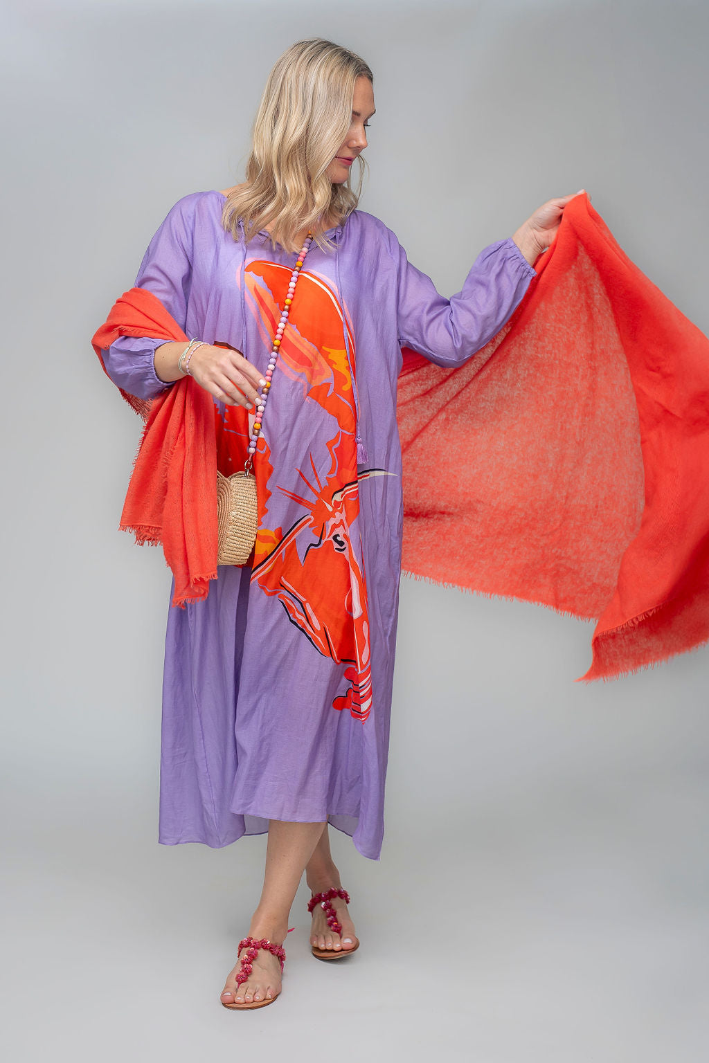 Kleid Megan-cs mit Lobster-Print in Passion Flower