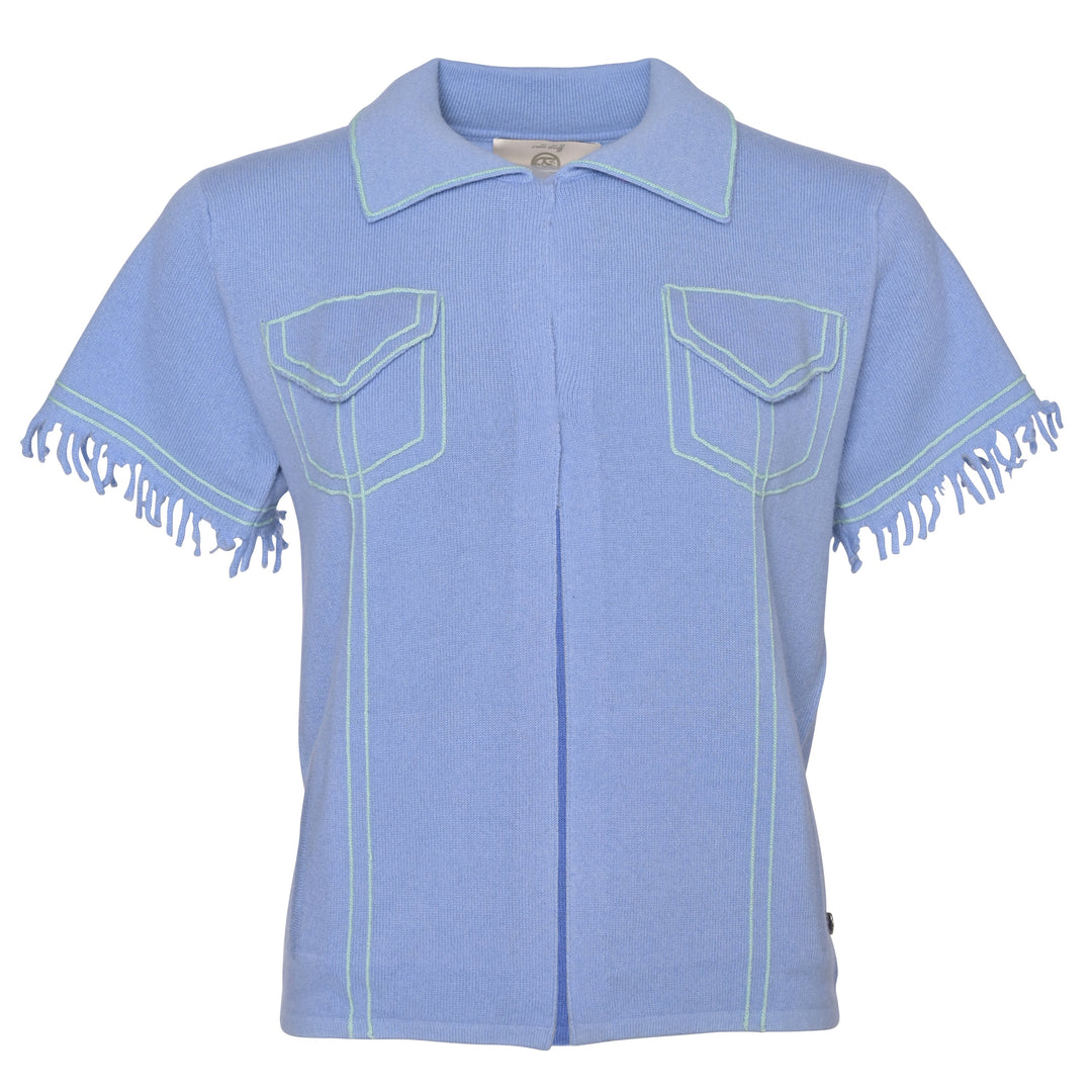 Tshirt Cardigan blau mit taschen stitching türkis