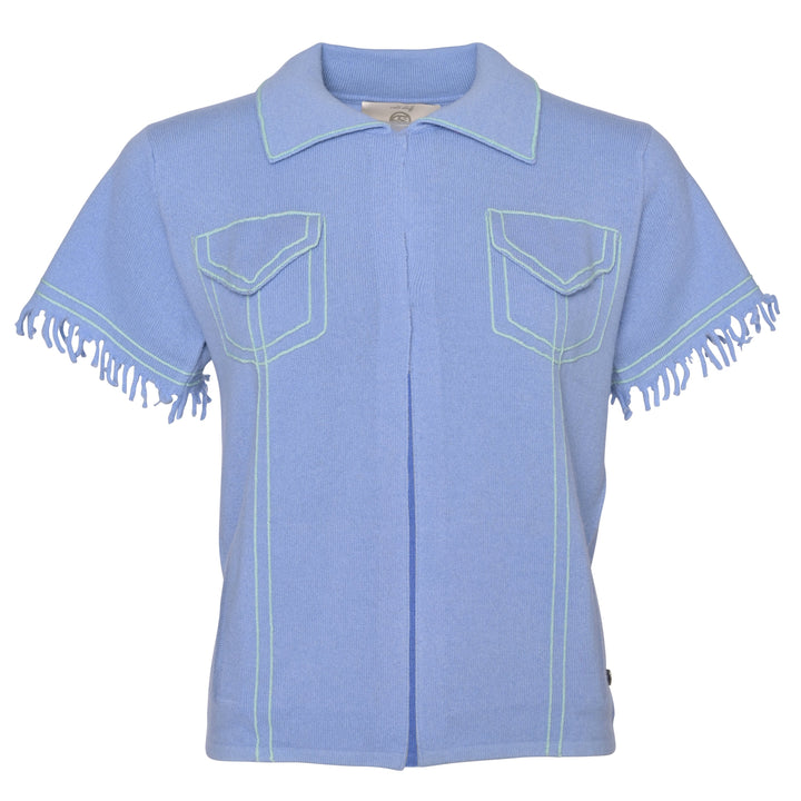 Tshirt Cardigan blau mit taschen stitching türkis