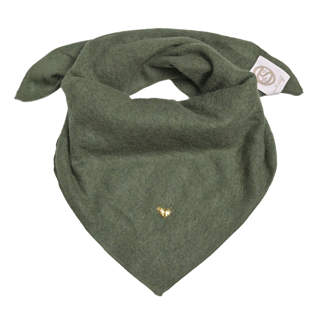 Cashmere Bandana Heart-cs in Olivgrün Dunkel