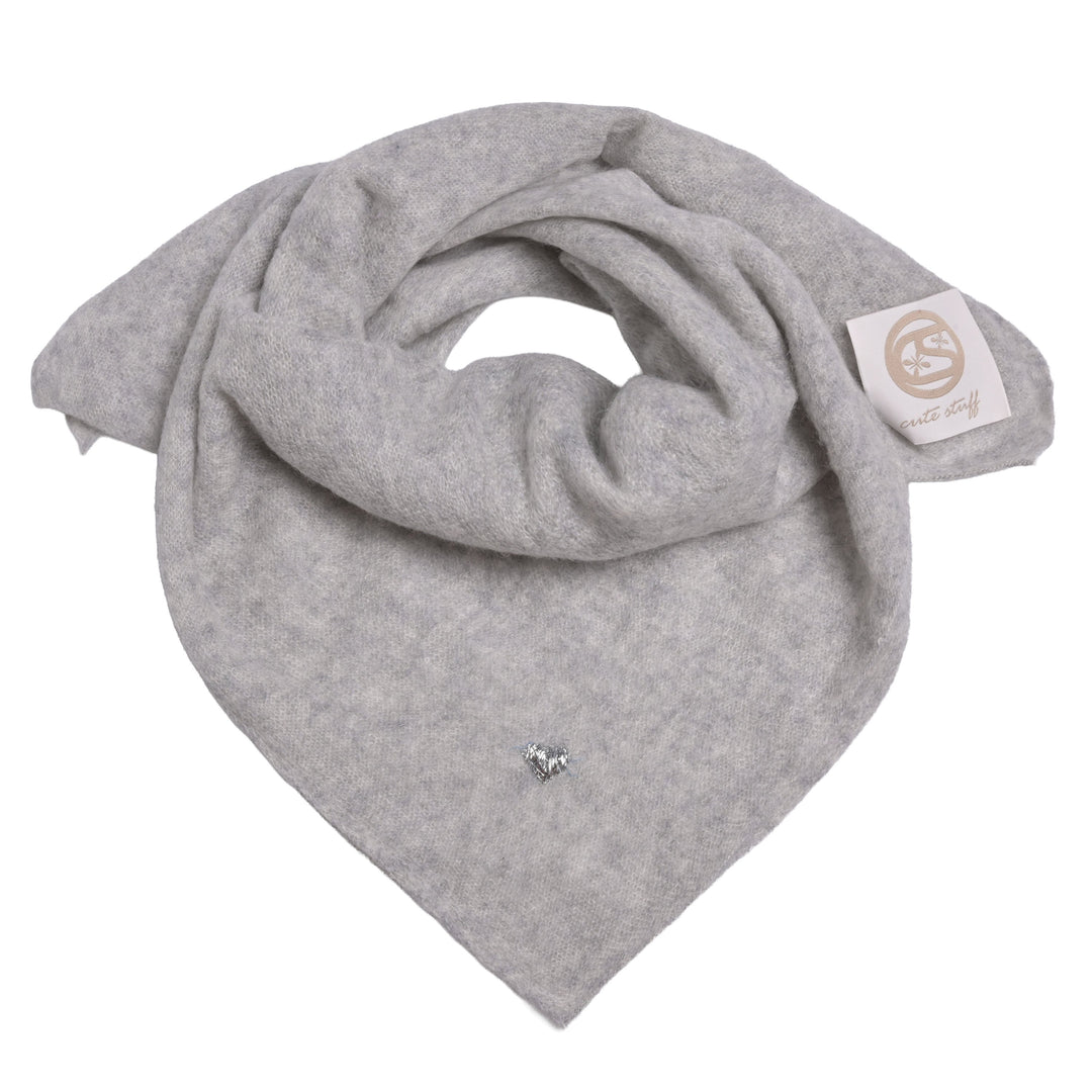 Cashmere Bandana Heart-cs in Hellgrau Meliert