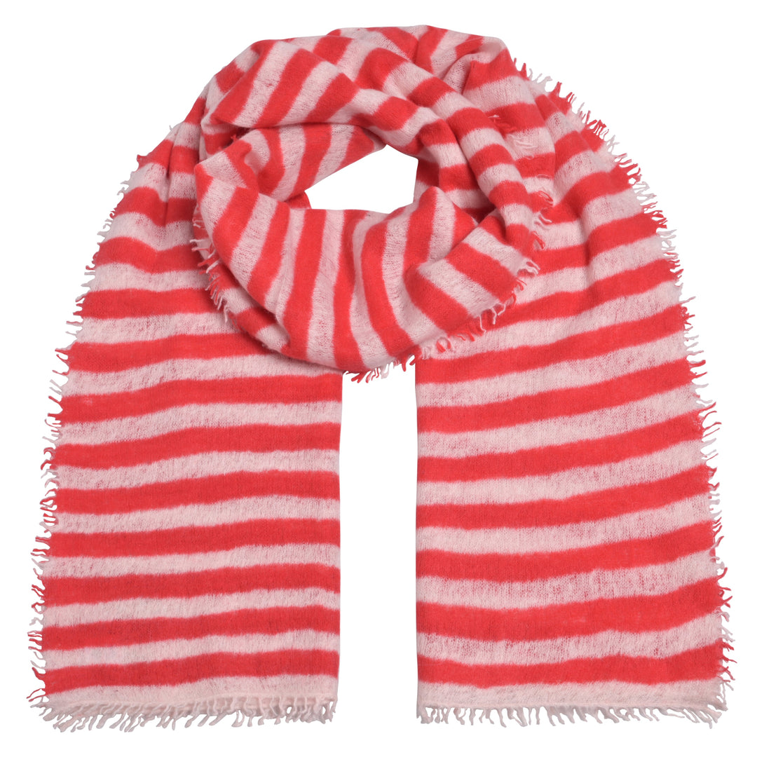 Cashmere Schal Stripe-cs in Rot und Weiß