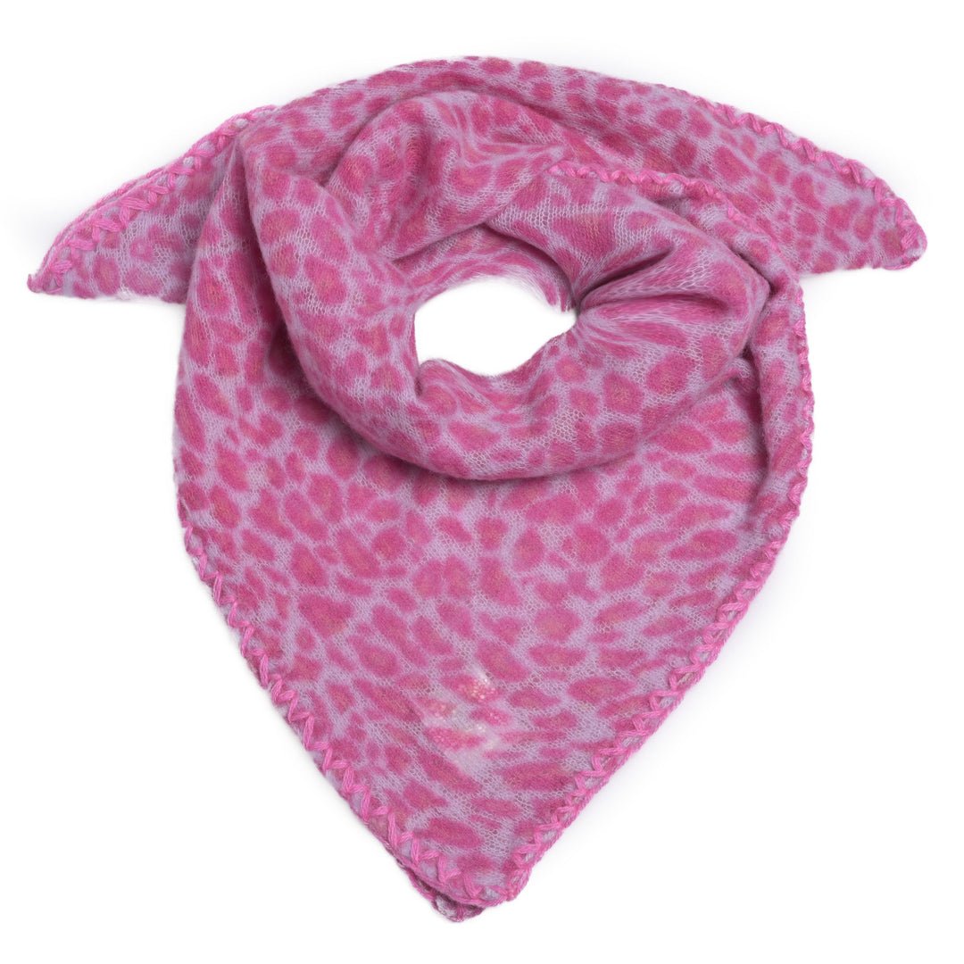 Cashmere Bandana Leo-cs mit Stitching in Pink