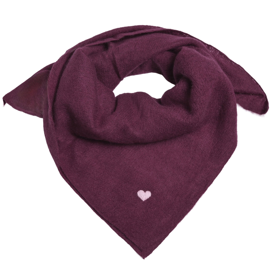 Cashmere Bandana Heart-cs in Aubergine