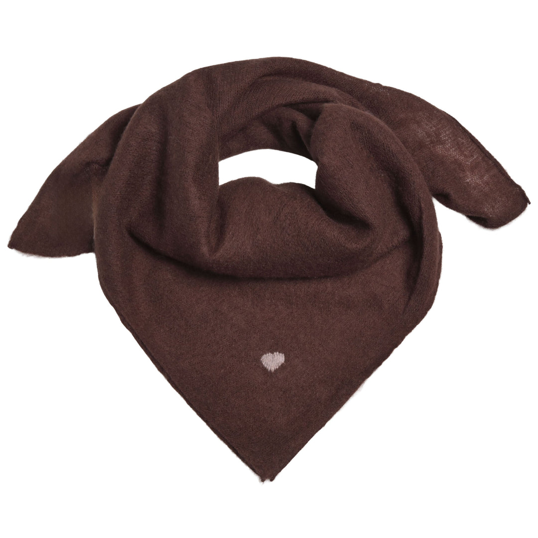 Cashmere Bandana Heart-cs in Dunkelbraun