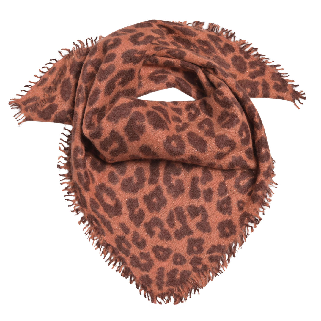 Cashmere Bandana Leo-cs mit Lurex in Smoky Whiskey