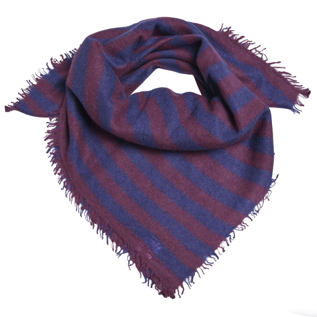 Cashmere Bandana Stripe-cs in Aubergine