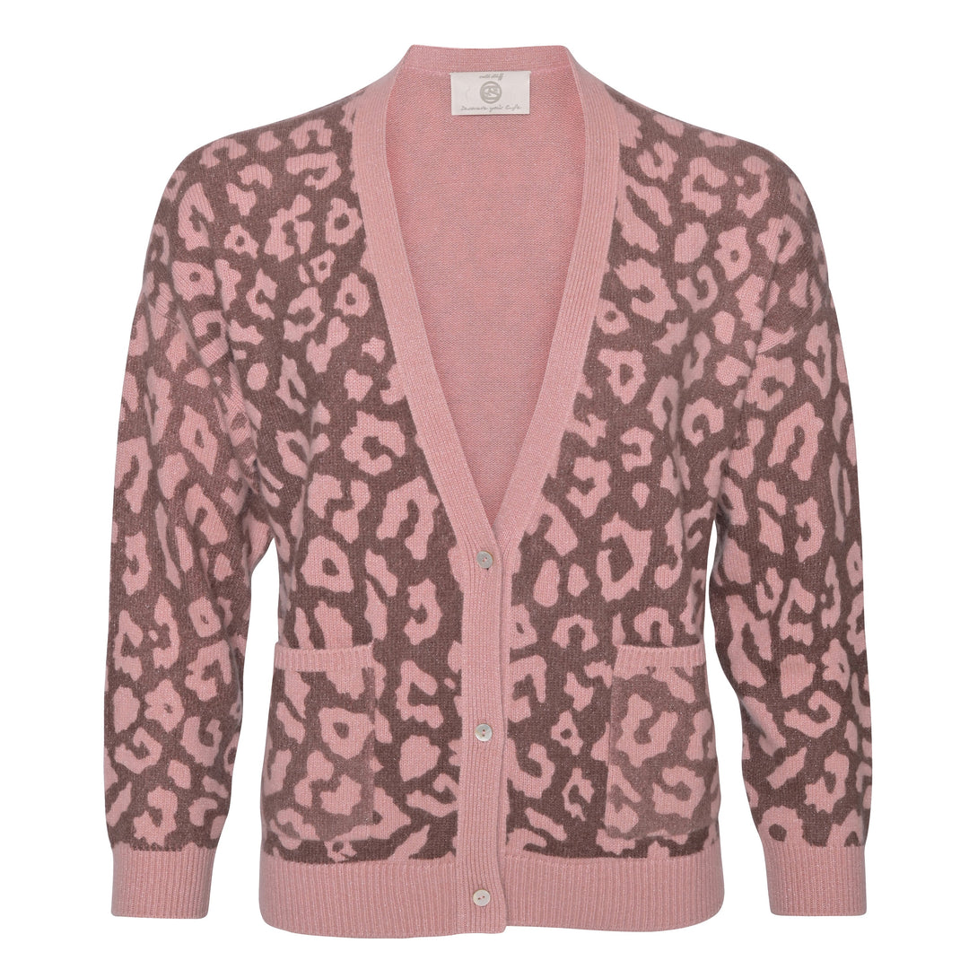 Cashmere Cardigan Eliana-cs Leo mit Lurex in Rose Blush