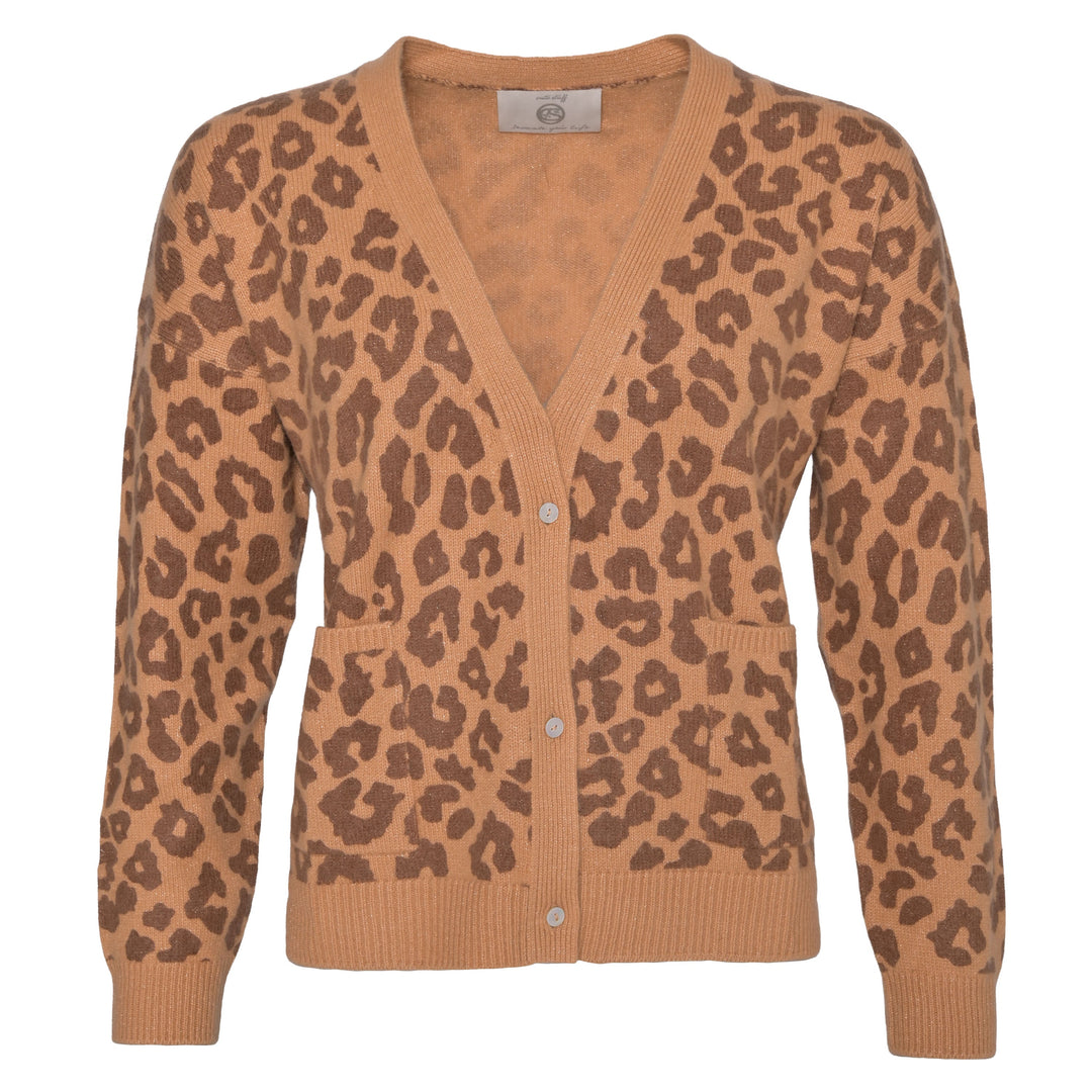 Cashmere Cardigan Eliana-cs Leo mit Lurex in Walnut