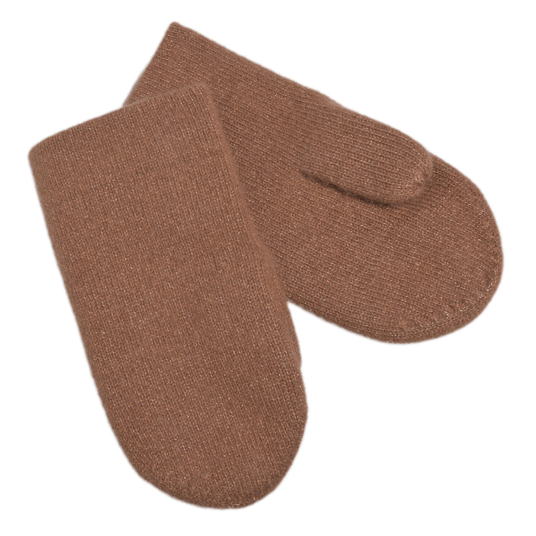 Fäustlinge aus reinem Kaschmir mit glitzerndem Lurex für damen in Hazelnut
