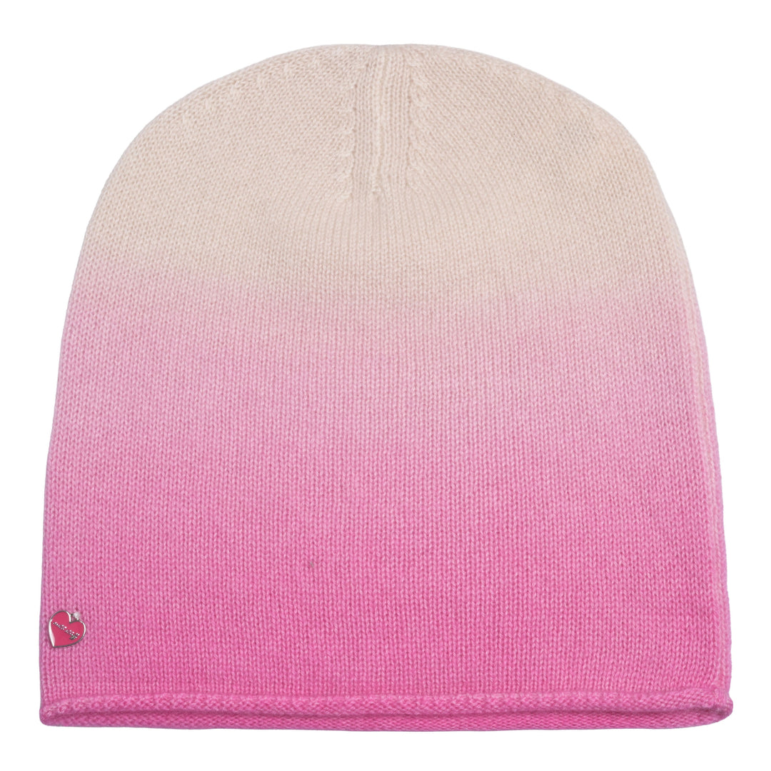 nachhaltig und fair produzierte Kaschmirmütze Beanie für damen aus reinem Cashmere 100% mit Farbverlauf in Pink