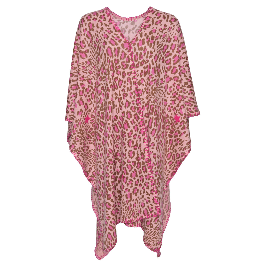 Cashmere Poncho Angi-cs Leo mit Sternen in Rosy Quartz