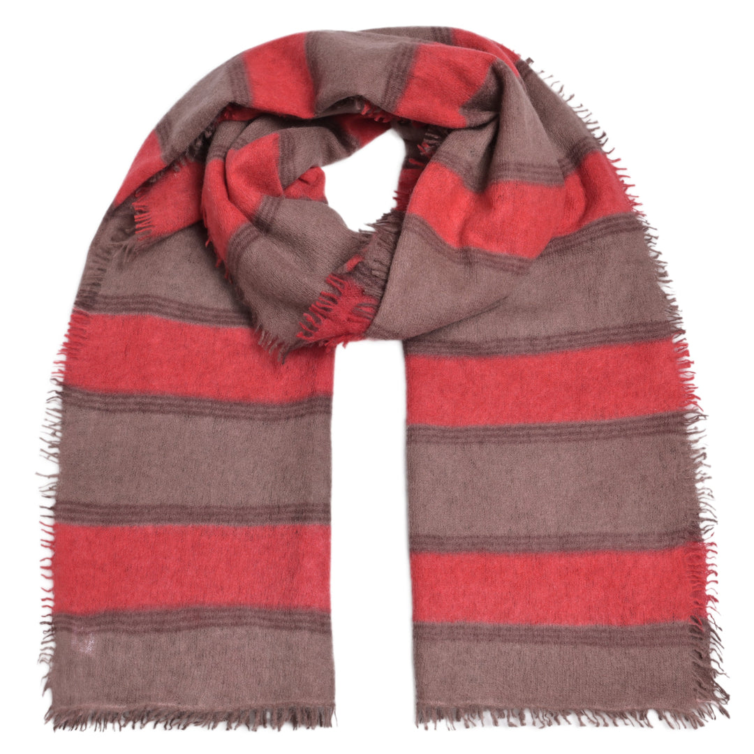 Cashmere Schal Stripe3-cs in Arrabiata