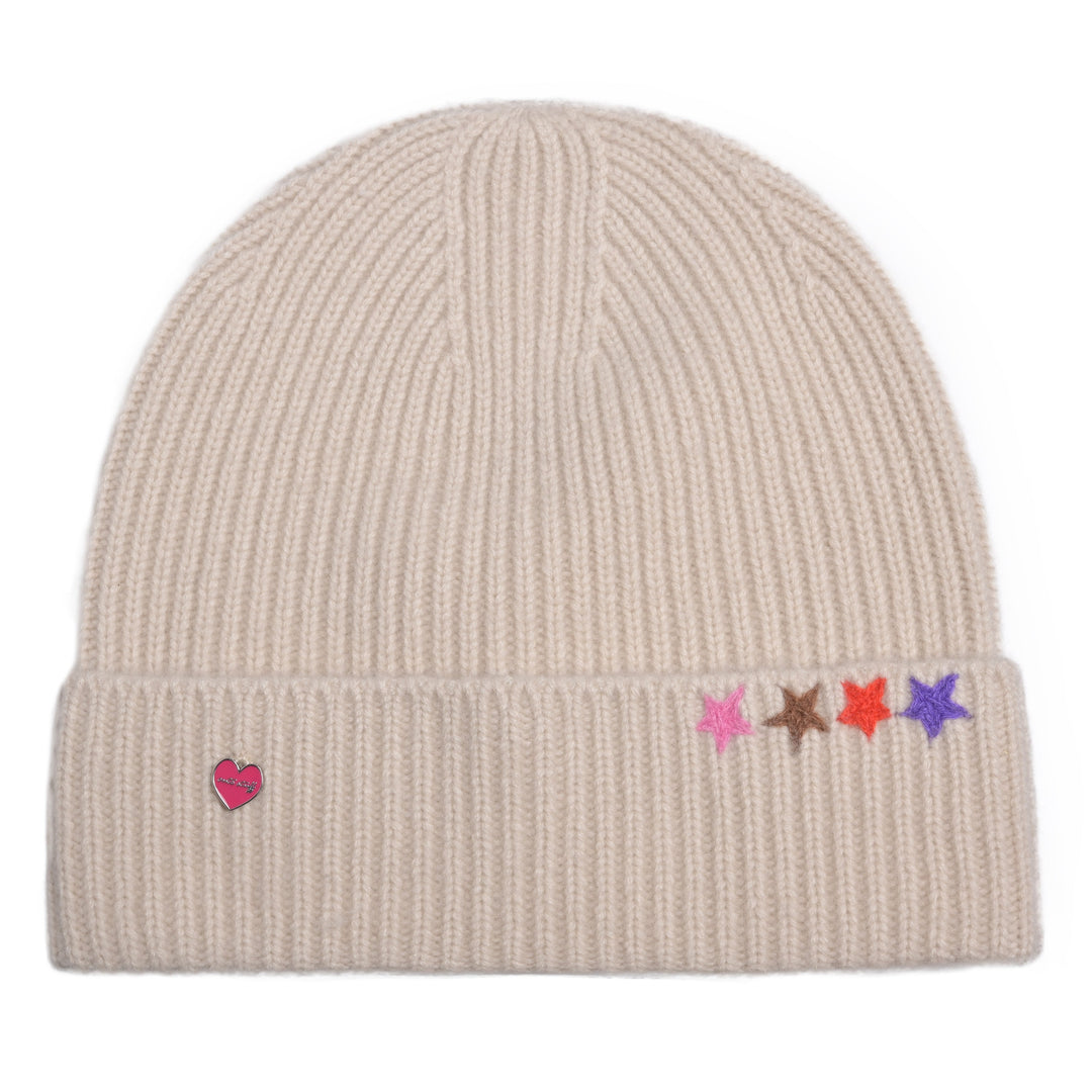 Cashmere Mütze Nika-cs mit Sternen in Tofu