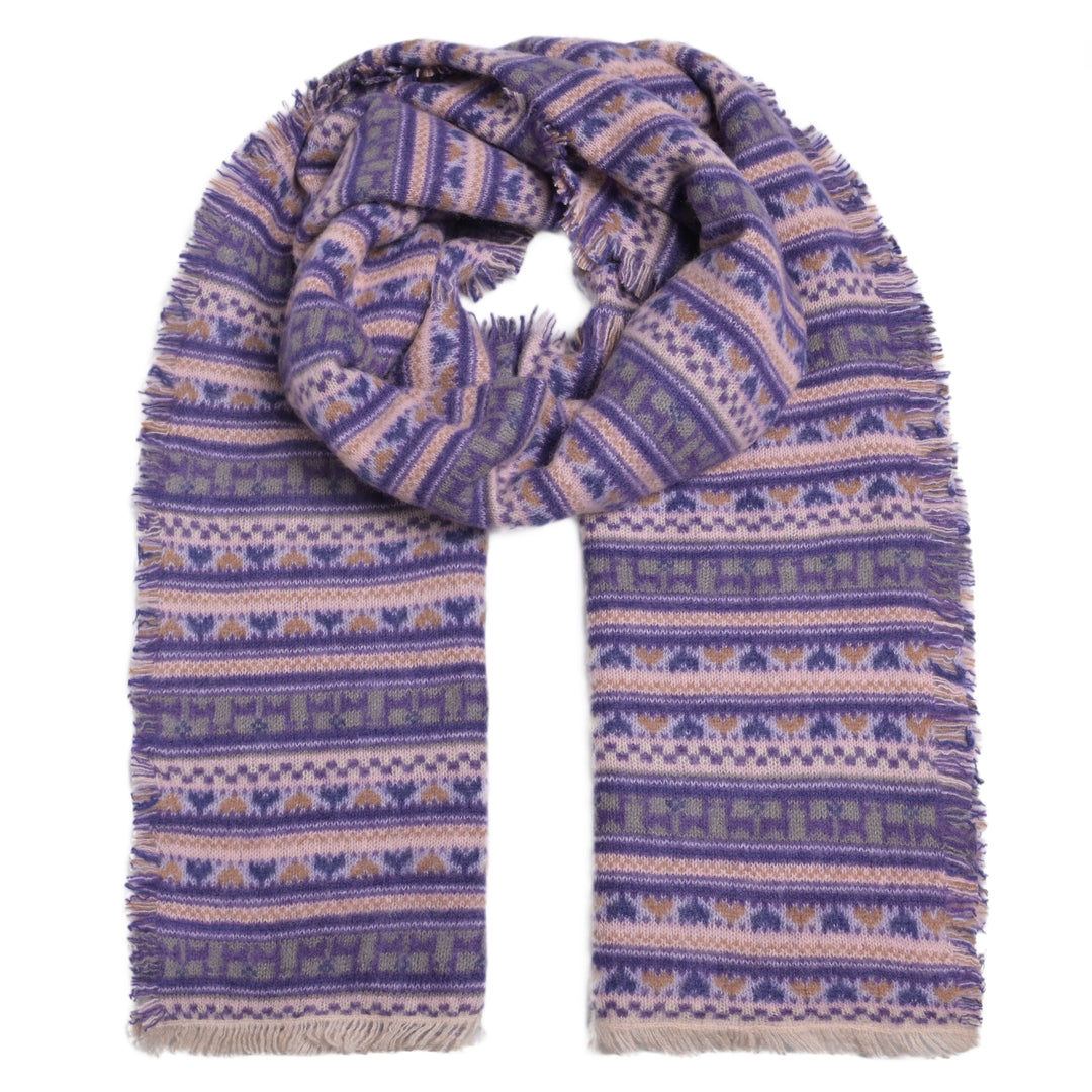 Cashmere Schal Fair Isle-cs in Deep Lavender