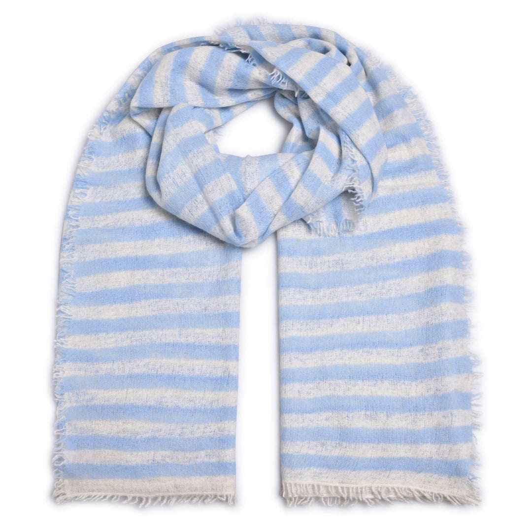 Cashmere Schal Stripe-cs in Milky Sky