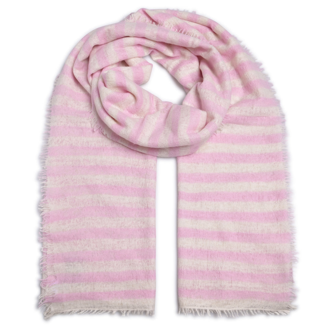 Cashmere Schal Stripe-cs in Strawberry Shake