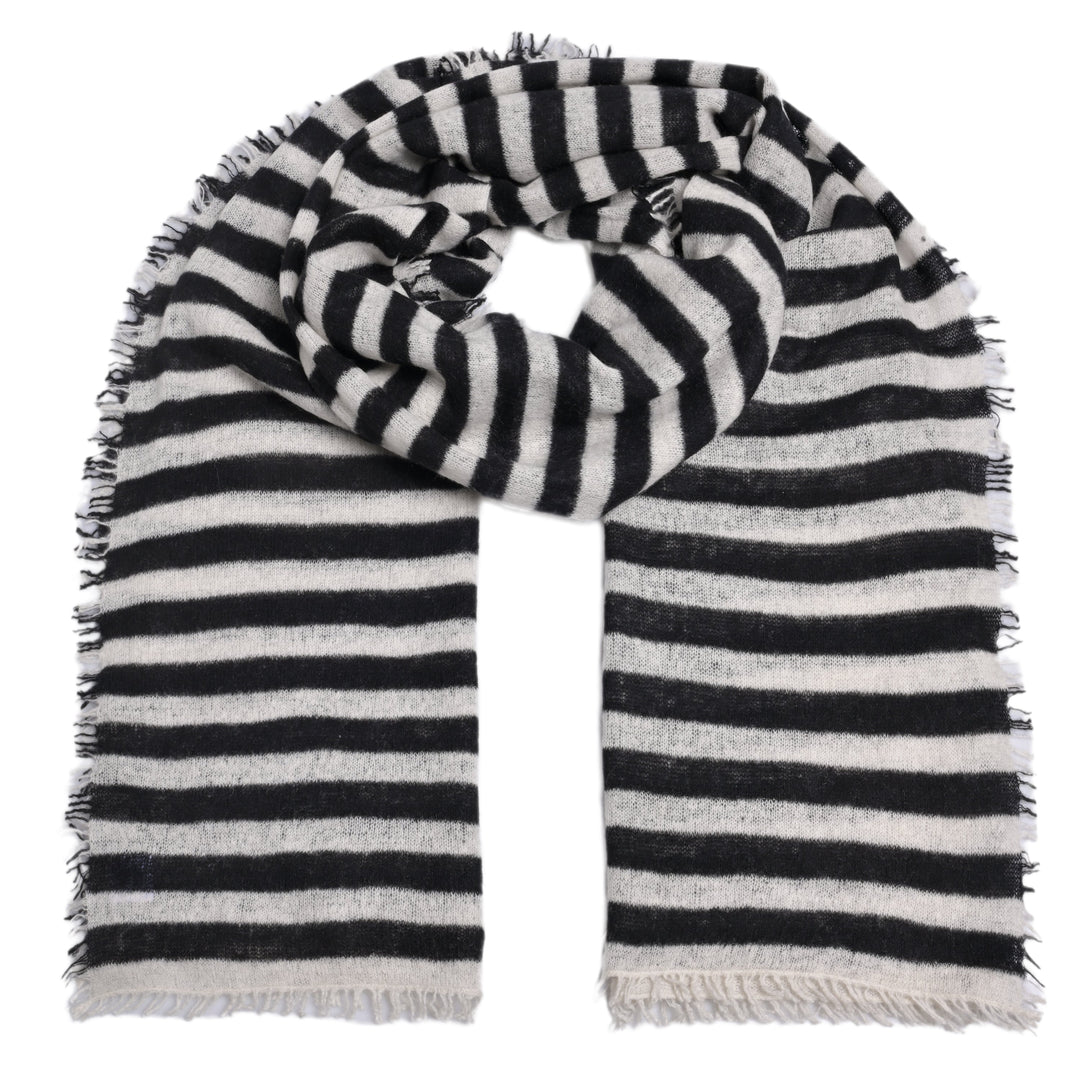 Cashmere Schal Stripe-cs in Schwarz - Weiß