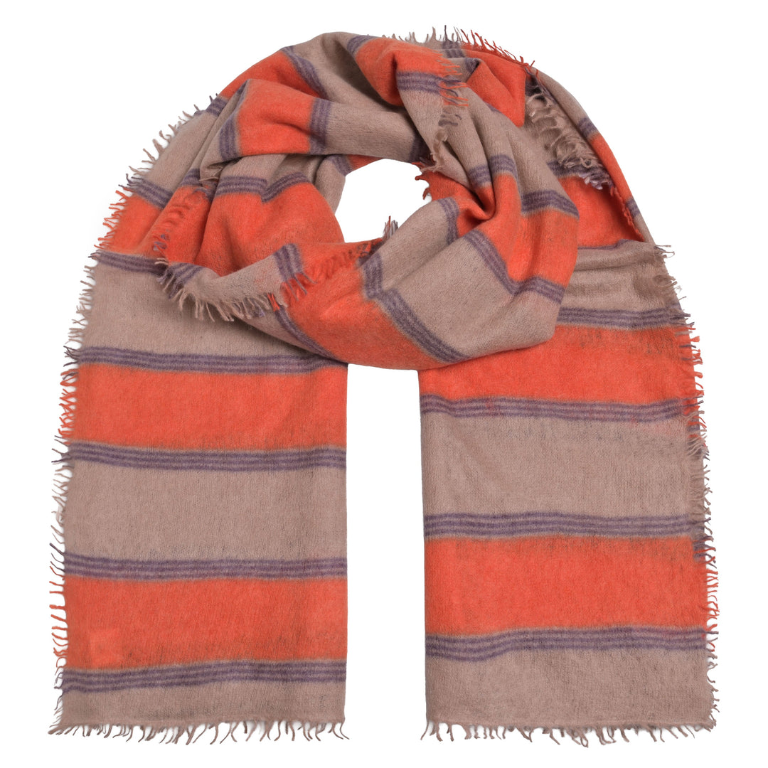 Cashmere Schal Stripe3-cs in Earth