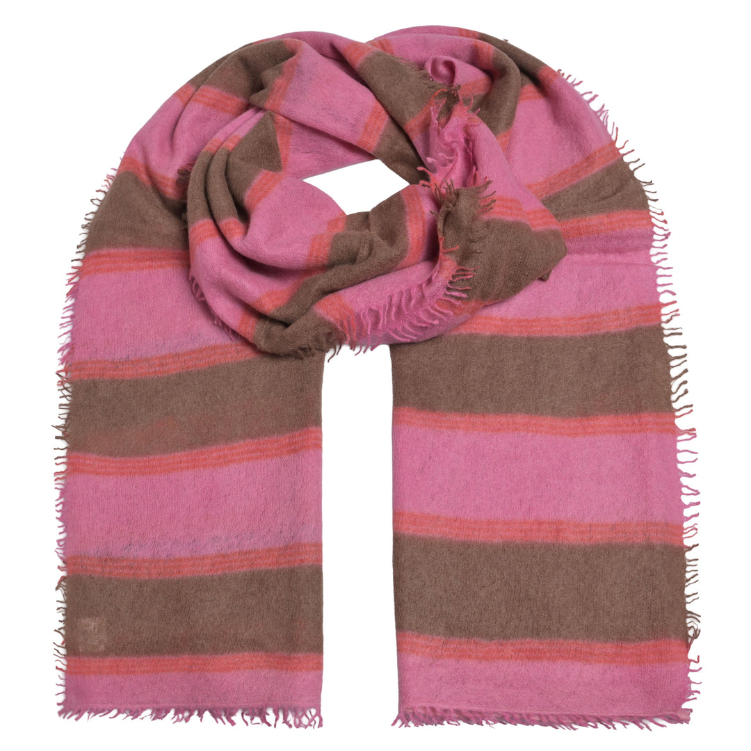 Cashmere Schal Stripe3-cs in Pink