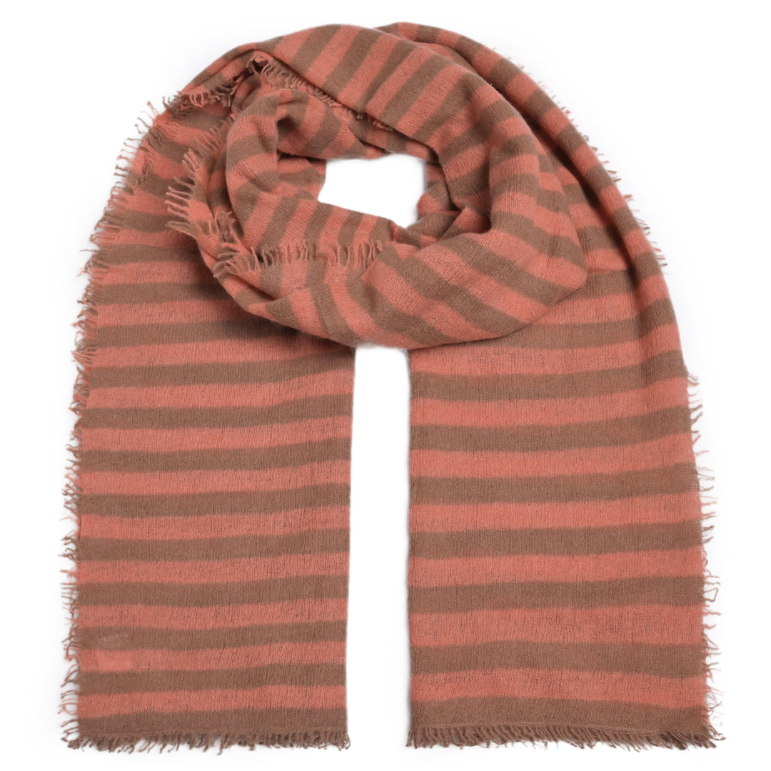 Cashmere Schal Stripe2-cs in Hazelnut