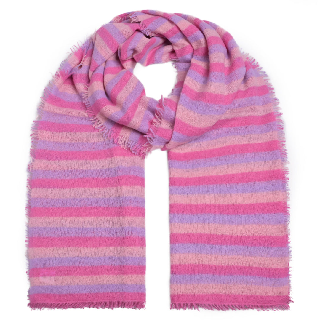 Cashmere Schal Stripe2-cs in Multi-Pink
