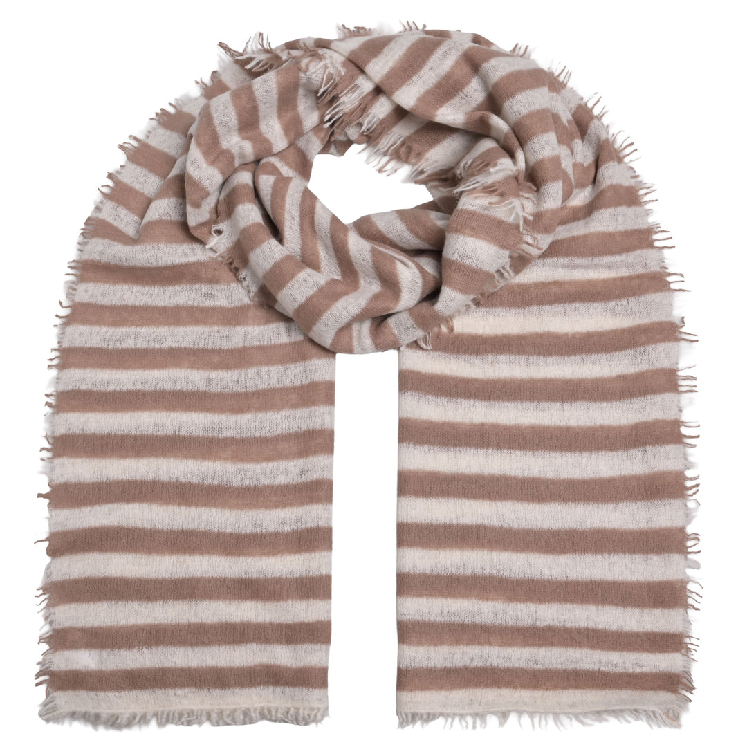 Cashmere Schal Stripe2-cs in Braun