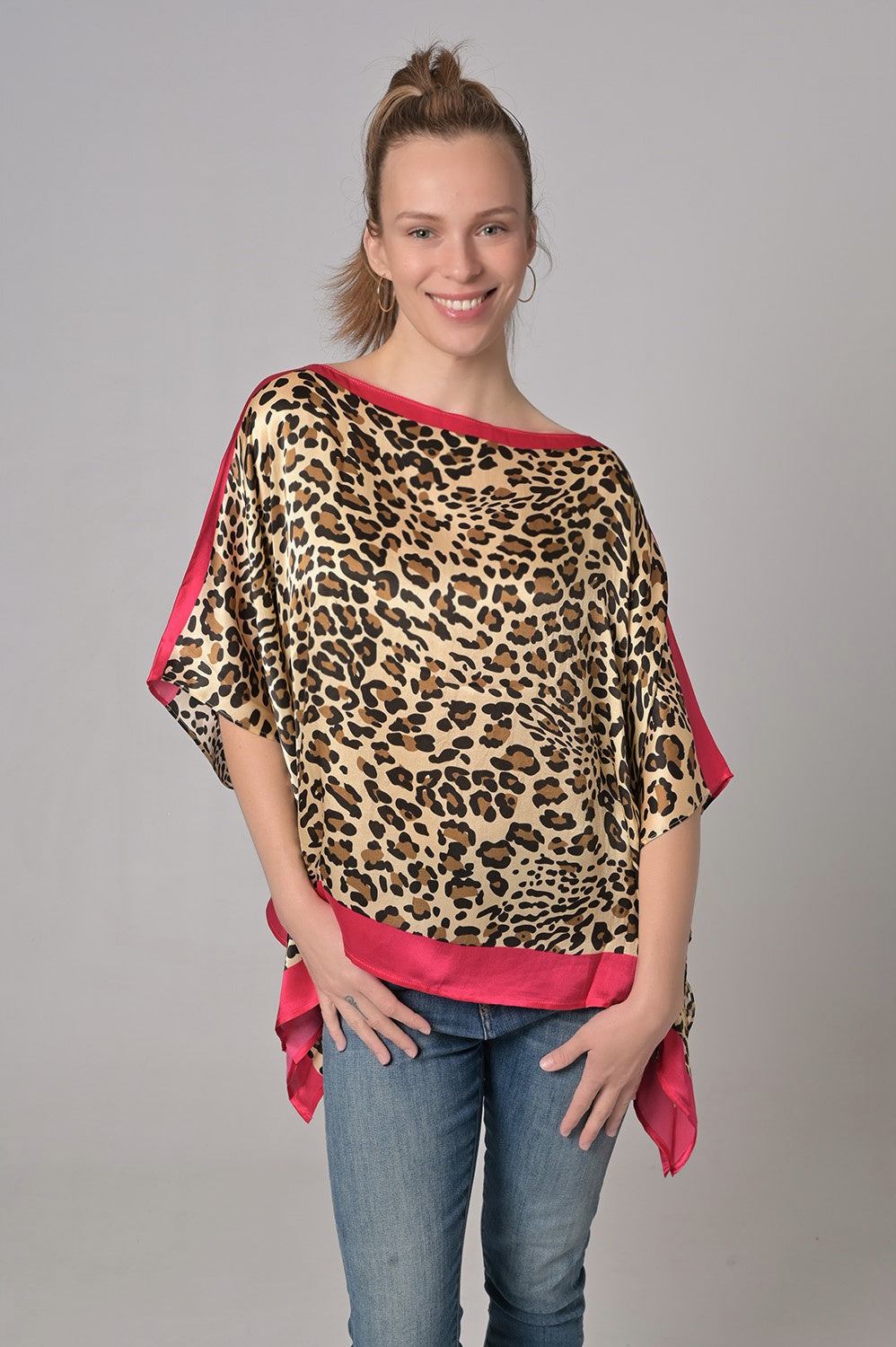 Seidenkaftan Leo-cs in Brown