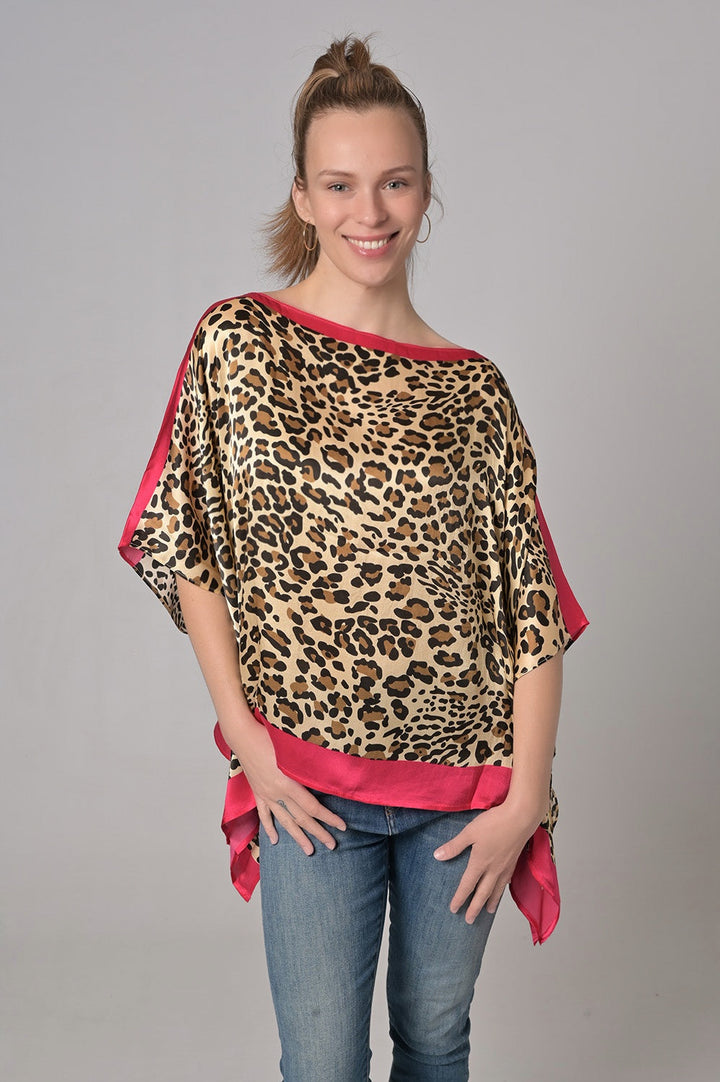 Seidenkaftan Leo-cs in Brown