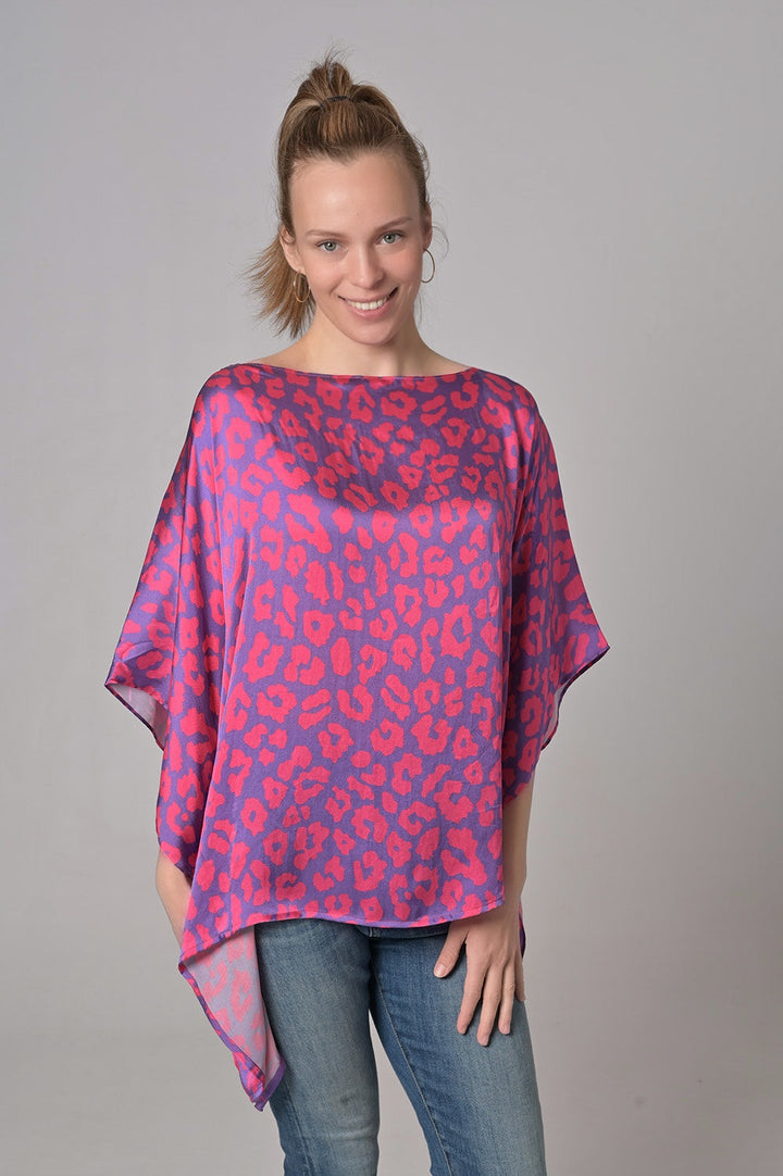 Seidenkaftan LeoHead-cs in Passion Flower
