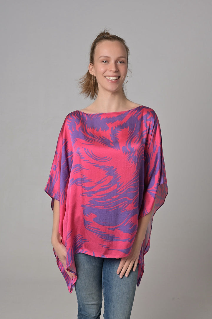 Seidenkaftan LeoHead-cs in Passion Flower