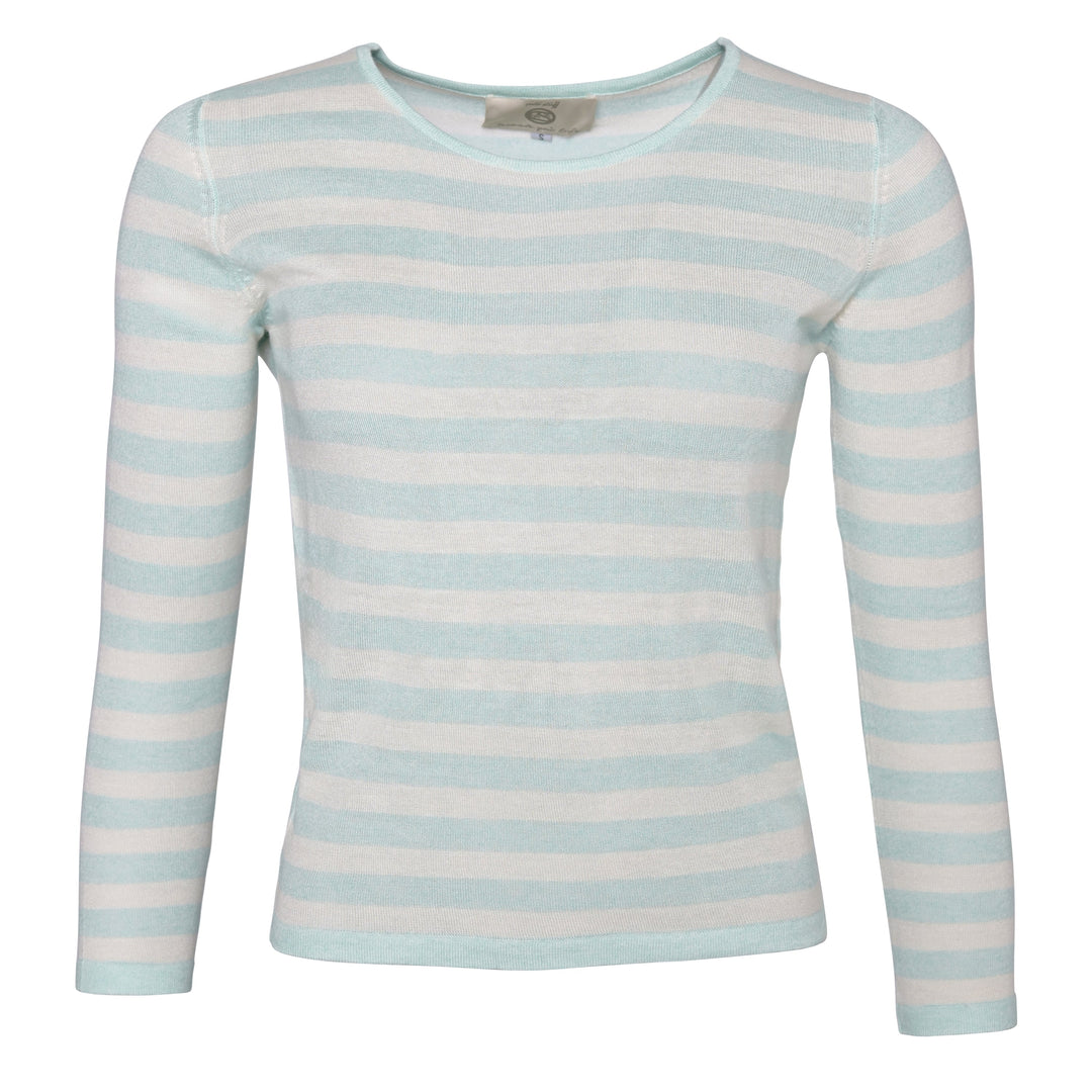Bamboo shirt damen gestreift dünn helltürkis