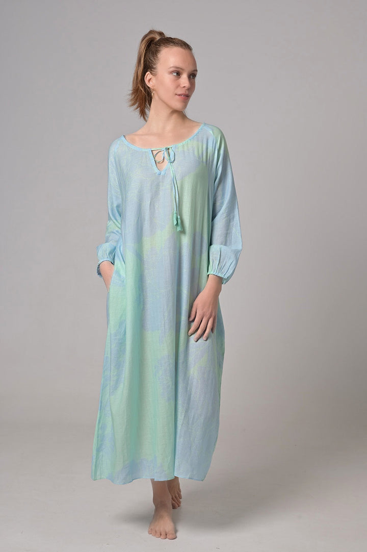 Kleid Megan-cs mit Dahlia-Print in Swimming Pool