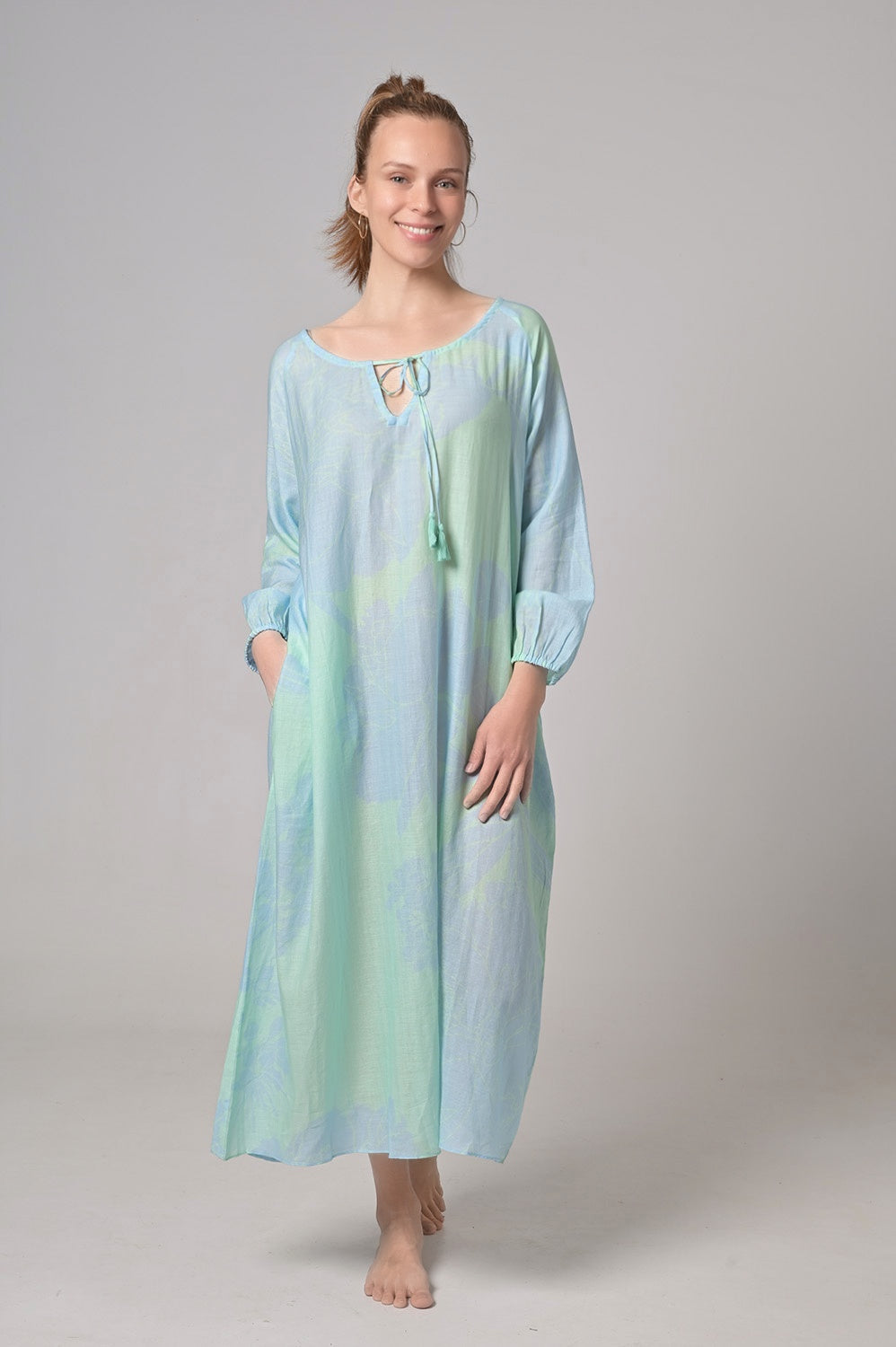 Kleid Megan-cs mit Dahlia-Print in Swimming Pool