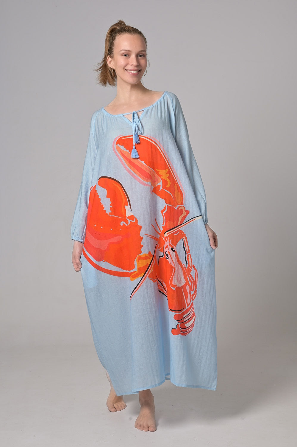Kleid Megan-cs mit Lobster-Print in Blue Grotto
