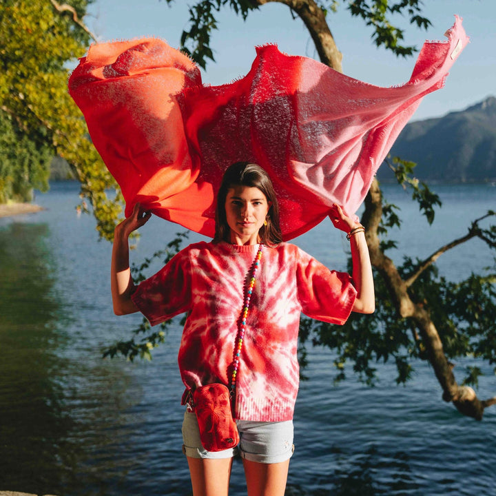 Cashmere Pullover Blair-cs Puff & Batik2 in Neonpink