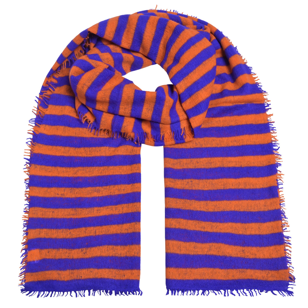 Cashmere Schal Stripe-cs in Neonlila und Neonorange