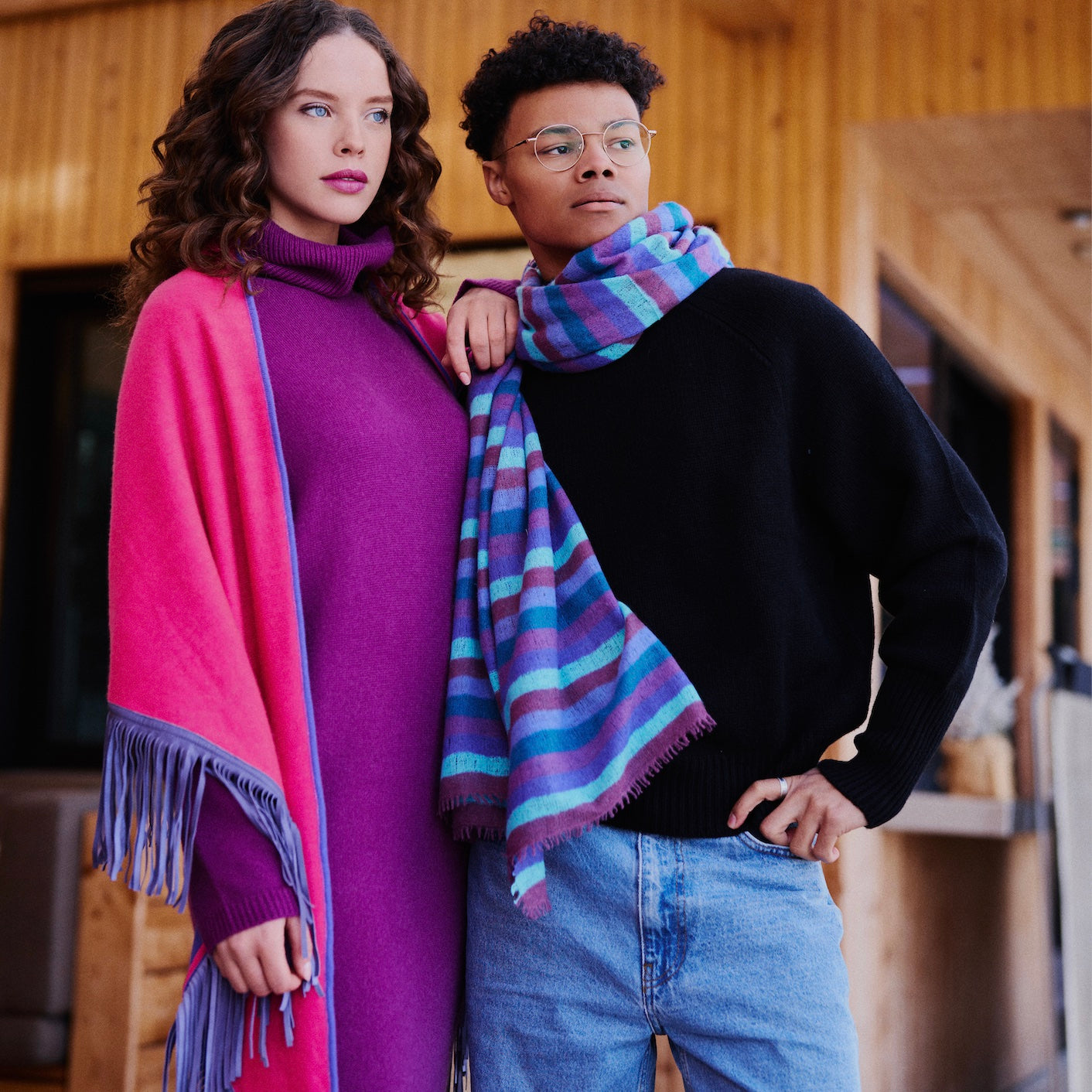 Cashmere mit Lederfransen