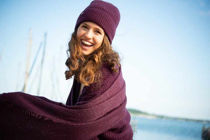 Cashmere Schal Blair-cs Lurex in Aubergine