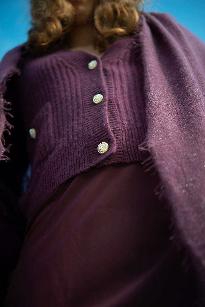 Cashmere Cardigan Vivi-cs in Aubergine