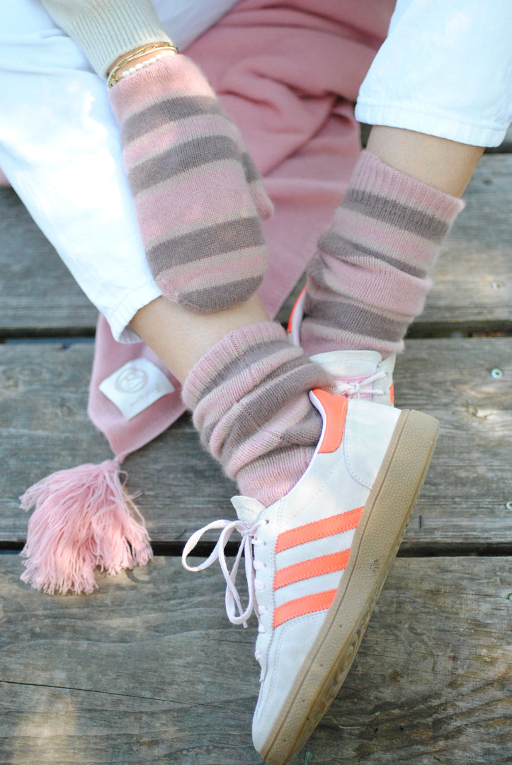 Cashmere Handschuhe Stripe-cs in Rose Blush