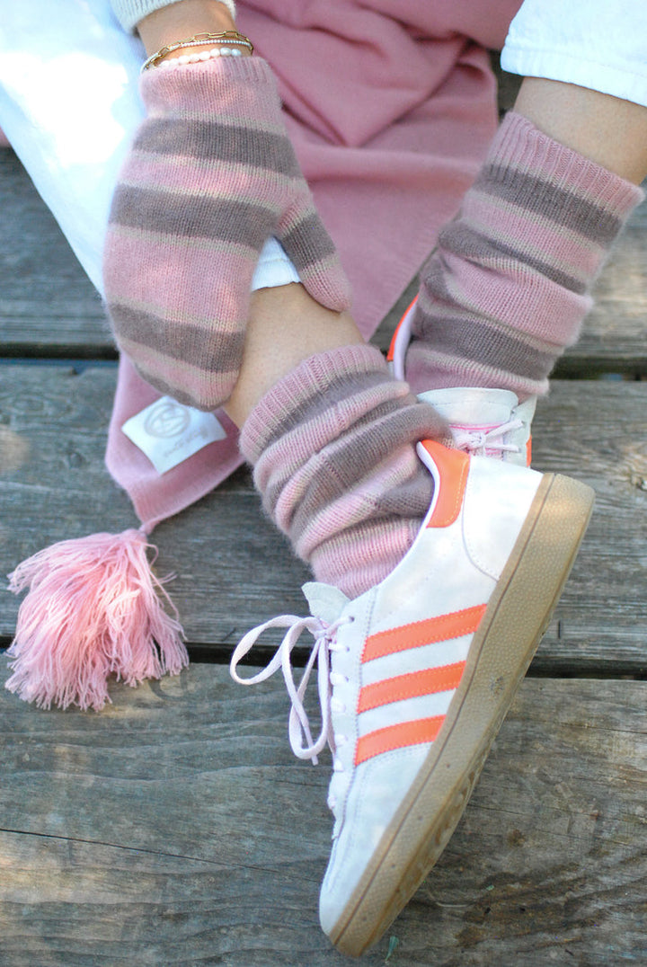 Cashmere Socken Stripe-cs in Rose Blush