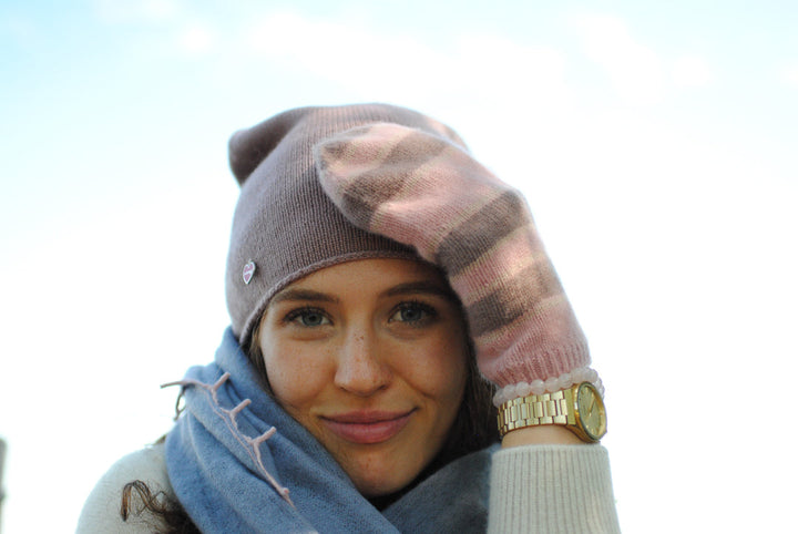 Cashmere Handschuhe Stripe-cs in Rose Blush