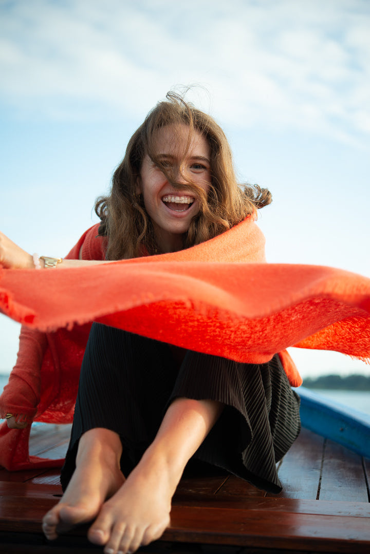 Cashmere Schal Feli-cs in Mandarin Red