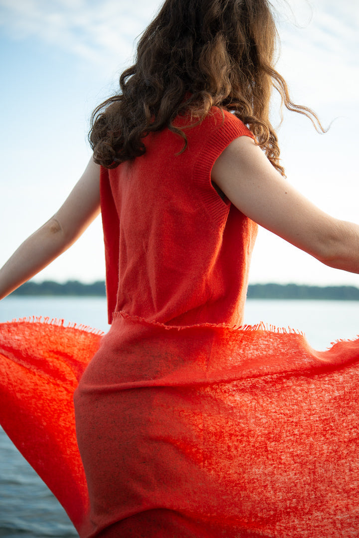 Cashmere Schal Feli-cs in Mandarin Red