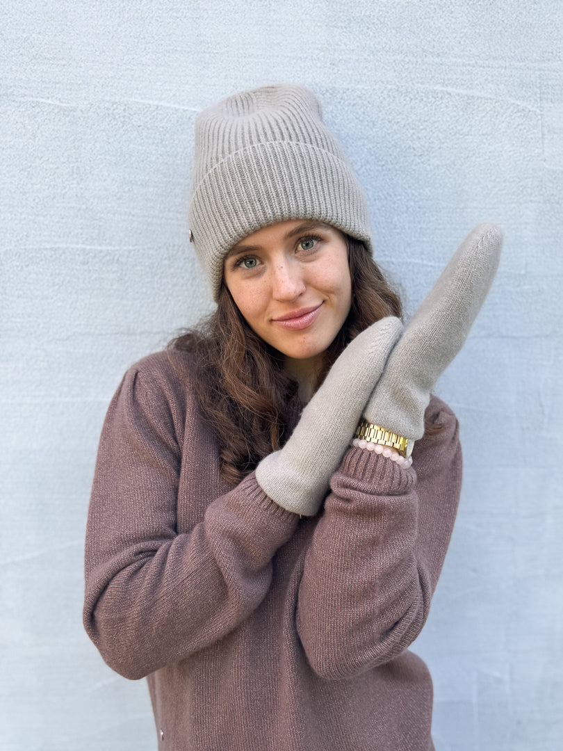 Cashmere Handschuhe Blair-cs mit Lurex in Stonegrey
