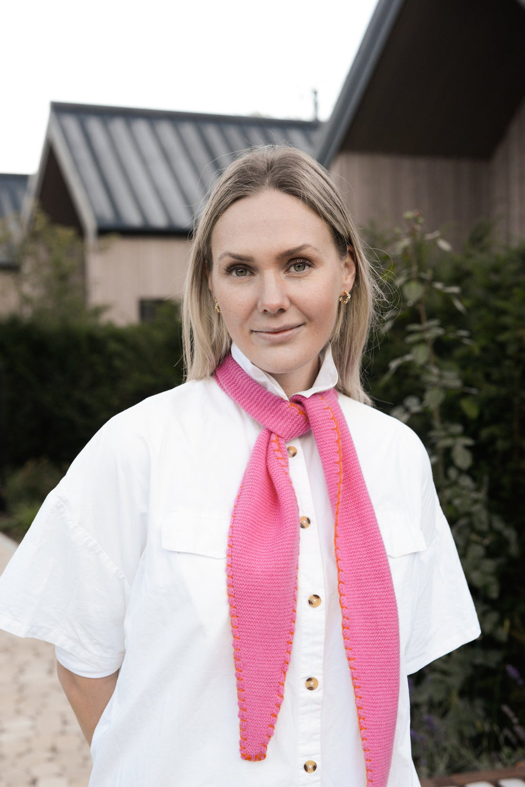 Cashmere Schal Ella-cs mit Stitching-Kante in Pink