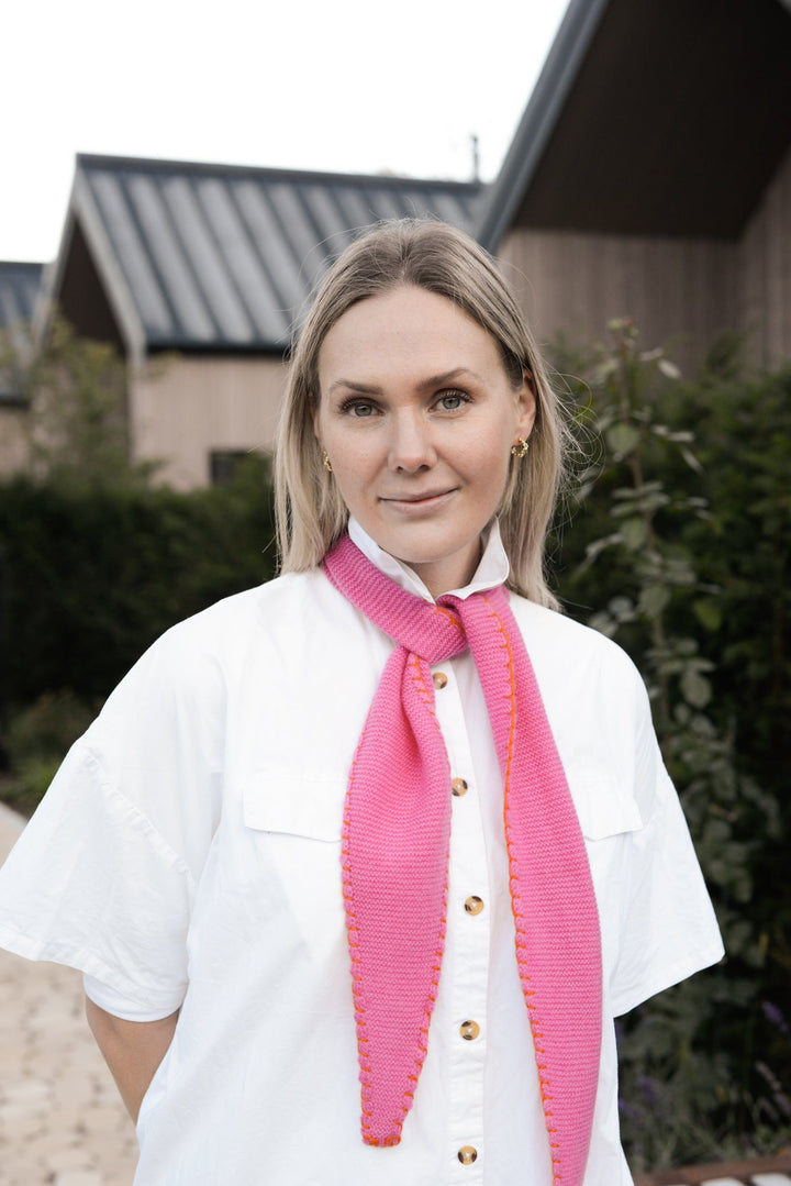 Cashmere Schal Ella-cs mit Stitching-Kante in Pink